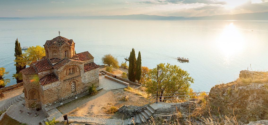 Die Kirche St. Johannes bei Ohrid, Nord-Mazedonien.