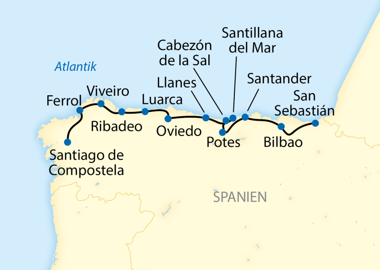 Karte_El Transcantabrico_ Zwischen San Sebastian - Santiago de Compostela_2372_2371_2025