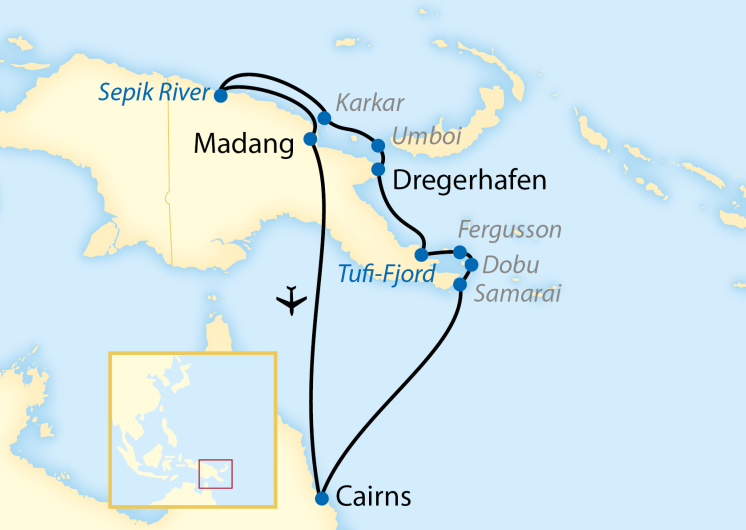 Karte_Papua-Neuguinea-Kreuzfahrt - Mythos Papua-Neuguinea
