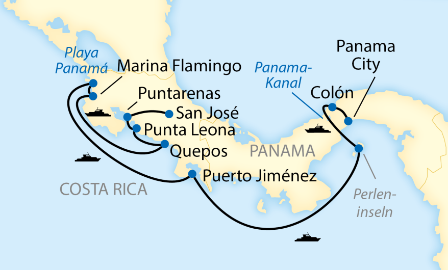 Karte Schiffsreise Costa Rica und Panama_2896_2024