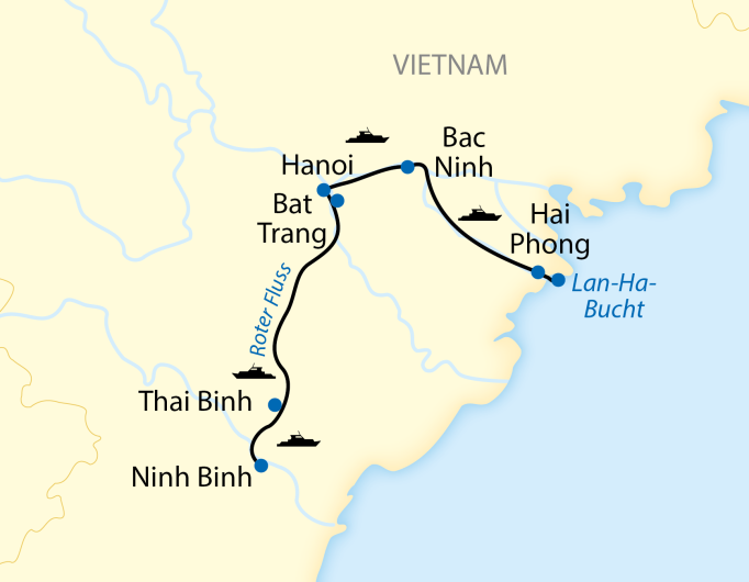 Karte Schiffsreise Vietnam Roter Fluss 2026